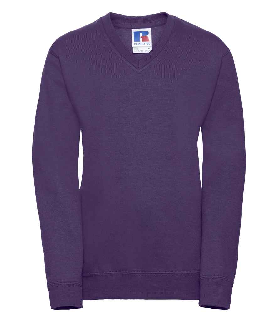 Russell Schoolgear Kids V Neck Sweatshirt | Purple - Image 2