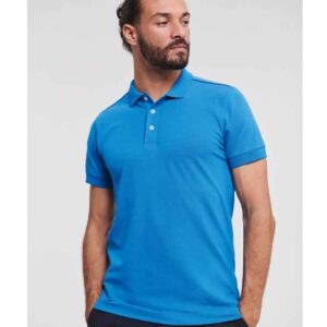 Russell Stretch Piqué Polo Shirt | Azure