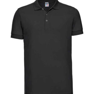 Russell Stretch Piqué Polo Shirt | Black