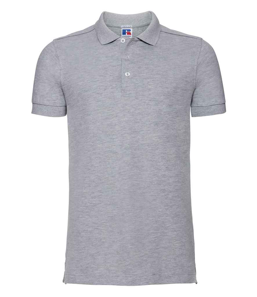Russell Stretch Piqué Polo Shirt | Light Oxford - Image 2