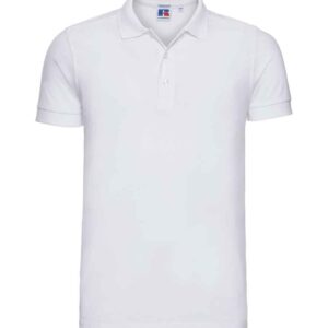 Russell Stretch Piqué Polo Shirt | White