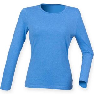 SF Ladies Feel Good Long Sleeve Stretch T-Shirt | Heather Blue