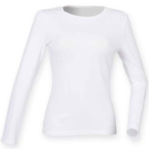 SF Ladies Feel Good Long Sleeve Stretch T-Shirt | White