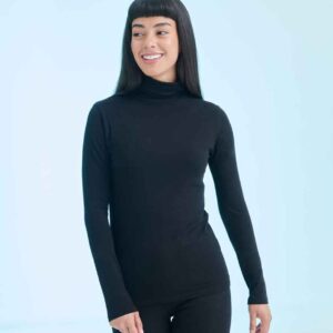SF Ladies Feel Good Stretch Roll Neck T-Shirt | Black