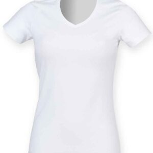 SF Ladies Feel Good Stretch V Neck T-Shirt | White