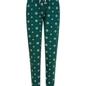 SF Ladies Lounge Pants | Bottle Green/White Snowflakes