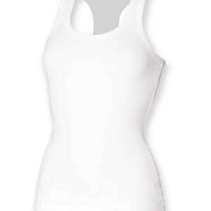 SF Ladies Stretch Rib Racer Back Vest | White