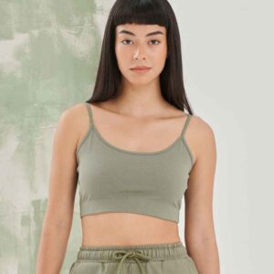 SF Ladies Sustainable Cropped Cami Vest Top | Khaki