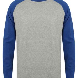 SF Men Long Sleeve Baseball T-Shirt | Heather Grey/Royal Blue