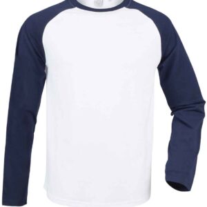 SF Men Long Sleeve Baseball T-Shirt | White/Oxford Navy