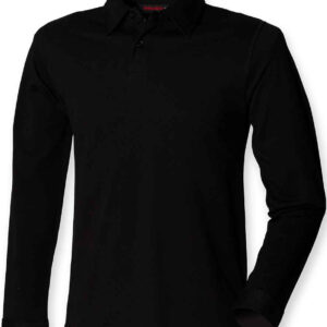 SF Men Long Sleeve Stretch Polo Shirt | Black