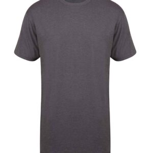 SF Men Longline Dipped Hem T-Shirt | Heather Charcoal