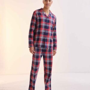 SF Men Tartan Lounge Set | Red/Navy