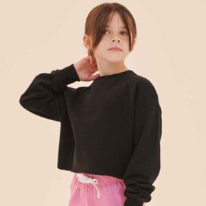 SF Minni Kids Cropped Slounge Sweatshirt | Black