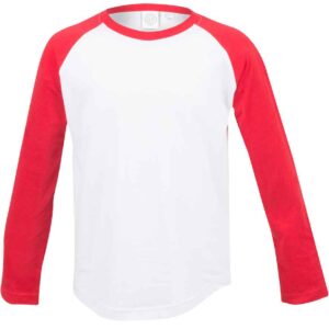 SF Minni Kids Long Sleeve Baseball T-Shirt | White/Red