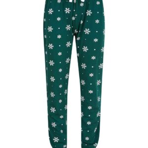 SF Minni Kids Lounge Pants | Bottle Green/White Snowflakes