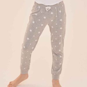 SF Minni Kids Lounge Pants | Heather Grey/White Stars