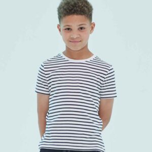 SF Minni Kids Striped T-Shirt | White/Oxford Navy