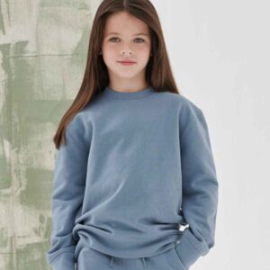 SF Minni Kids Sustainable Curved Hem Sweatshirt | Stone Blue