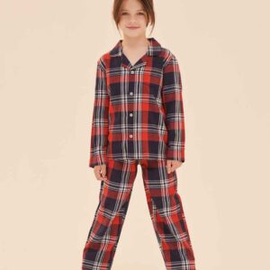 SF Minni Kids Tartan Lounge Set | Red/Navy