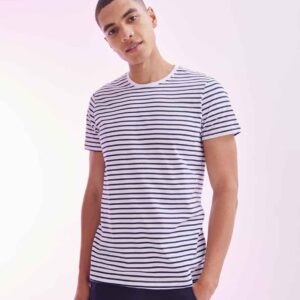 SF Unisex Striped T-Shirt | White/Oxford Navy