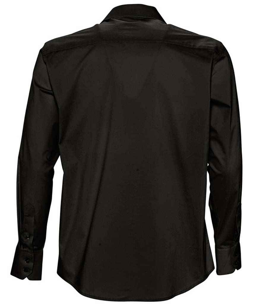 SOL'S Brighton Long Sleeve Fitted Shirt | Black - Image 2