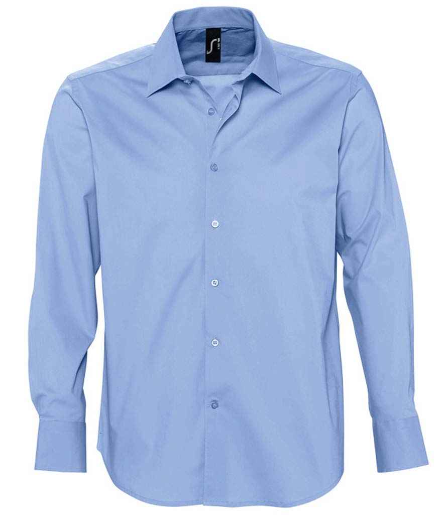 SOL'S Brighton Long Sleeve Fitted Shirt | Bright Sky - Image 2