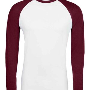 SOL'S Funky Contrast Long Sleeve T-Shirt | White/Burgundy