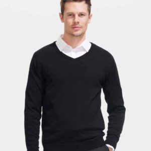 SOL'S Galaxy Cotton Acrylic V Neck Sweater | Black