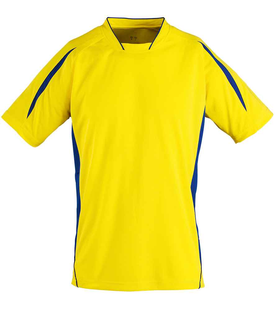 SOL'S Kids Maracana 2 Contrast T-Shirt | Lemon/Royal Blue