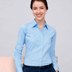 SOL'S Ladies Eden Long Sleeve Fitted Shirt | Bright Sky