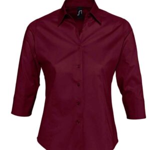 SOL'S Ladies Effect 3/4 Sleeve Fitted Shirt | Burgundy