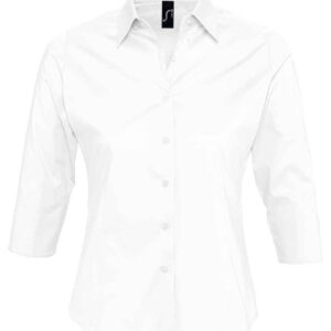 SOL'S Ladies Effect 3/4 Sleeve Fitted Shirt | White