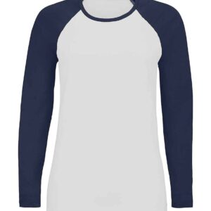SOL'S Ladies Milky Contrast Long Sleeve T-Shirt | White/French Navy