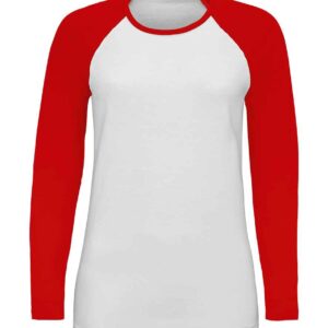SOL'S Ladies Milky Contrast Long Sleeve T-Shirt | White/Red