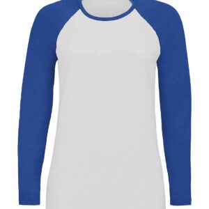 SOL'S Ladies Milky Contrast Long Sleeve T-Shirt | White/Royal Blue