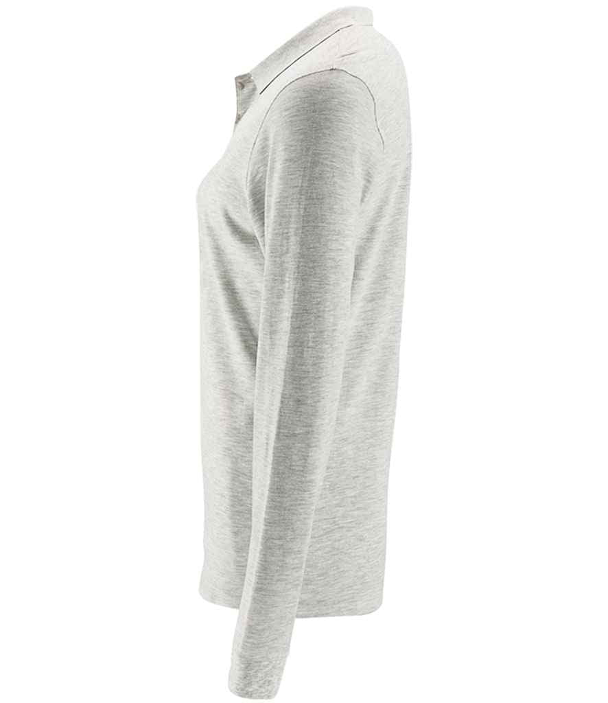 SOL'S Ladies Perfect Long Sleeve Piqué Polo Shirt | Ash - Image 3
