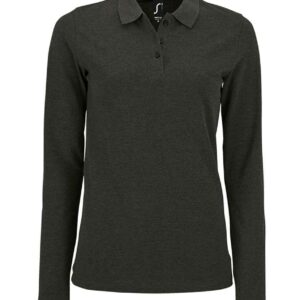 SOL'S Ladies Perfect Long Sleeve Piqué Polo Shirt | Charcoal Marl