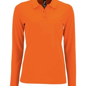 SOL'S Ladies Perfect Long Sleeve Piqué Polo Shirt | Orange