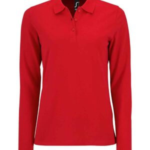 SOL'S Ladies Perfect Long Sleeve Piqué Polo Shirt | Red