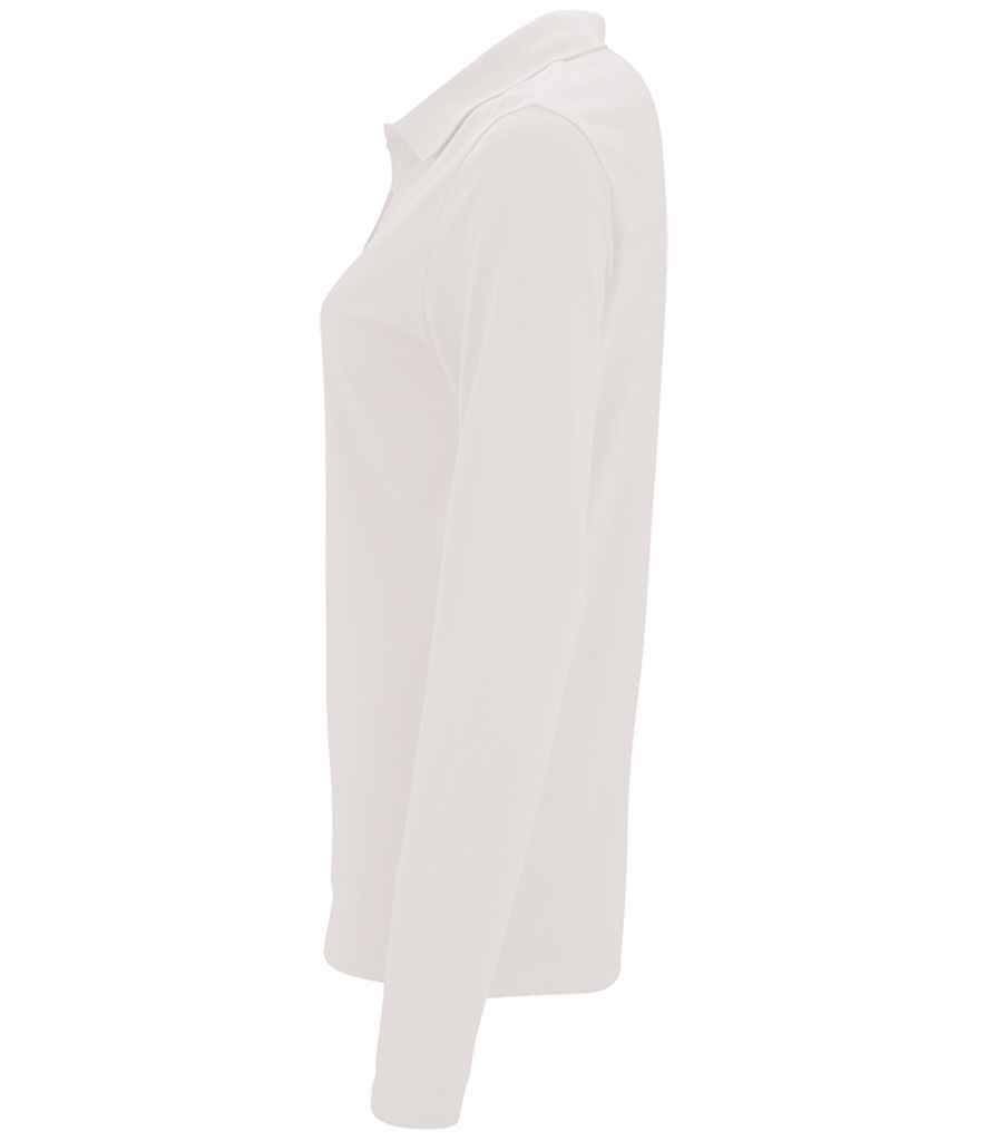 SOL'S Ladies Perfect Long Sleeve Piqué Polo Shirt | White - Image 3