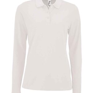 SOL'S Ladies Perfect Long Sleeve Piqué Polo Shirt | White
