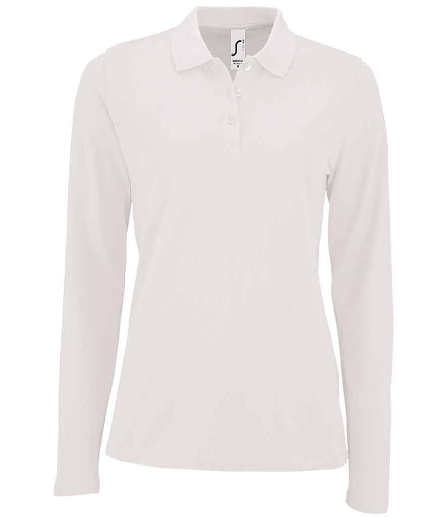 SOL'S Ladies Perfect Long Sleeve Piqué Polo Shirt | White