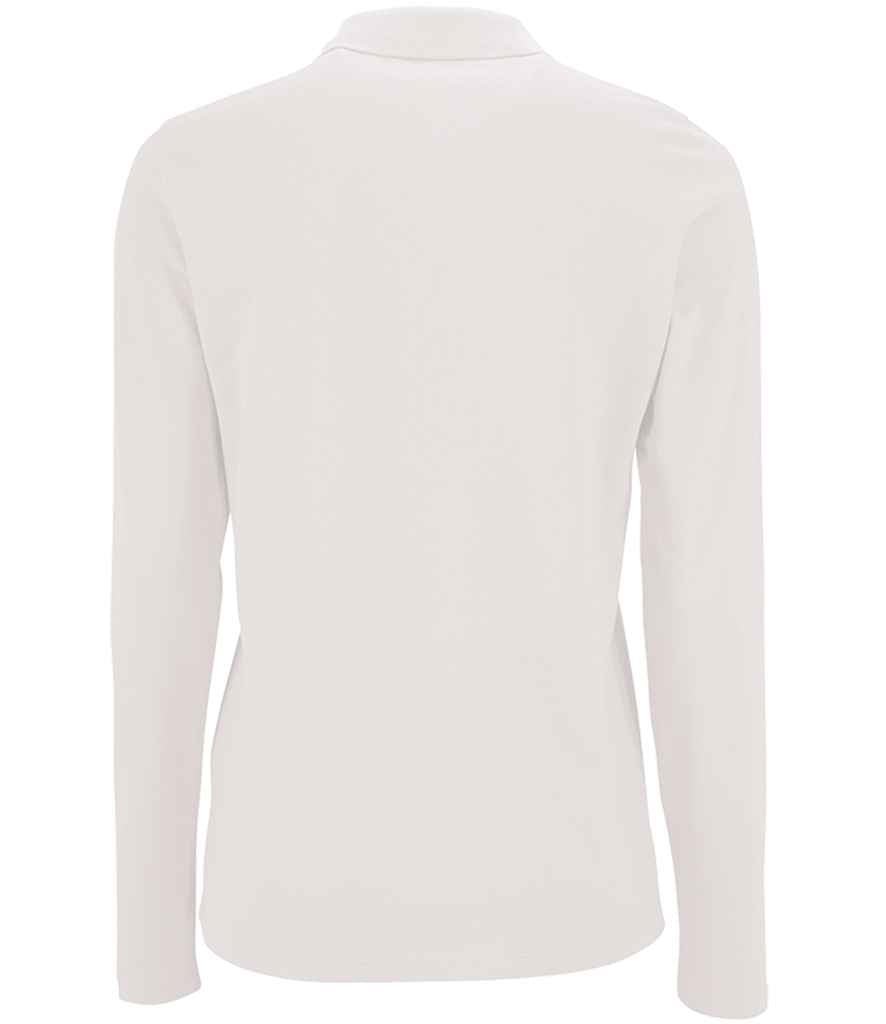 SOL'S Ladies Perfect Long Sleeve Piqué Polo Shirt | White - Image 2