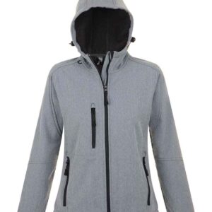SOL'S Ladies Replay Hooded Soft Shell Jacket | Grey Marl