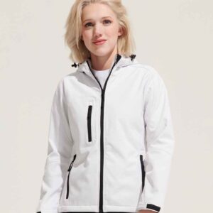 SOL'S Ladies Replay Hooded Soft Shell Jacket | White