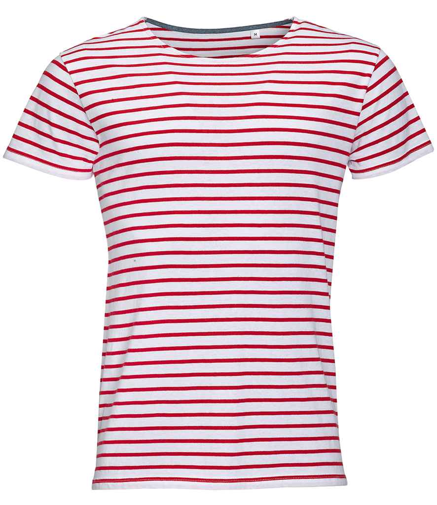 SOL'S Miles Striped T-Shirt | White/Red - Image 3