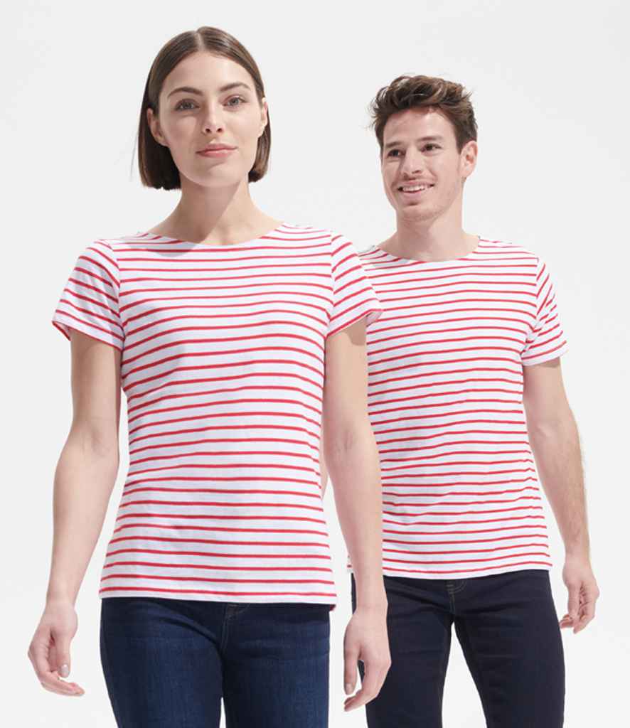 SOL'S Miles Striped T-Shirt | White/Red - Image 2