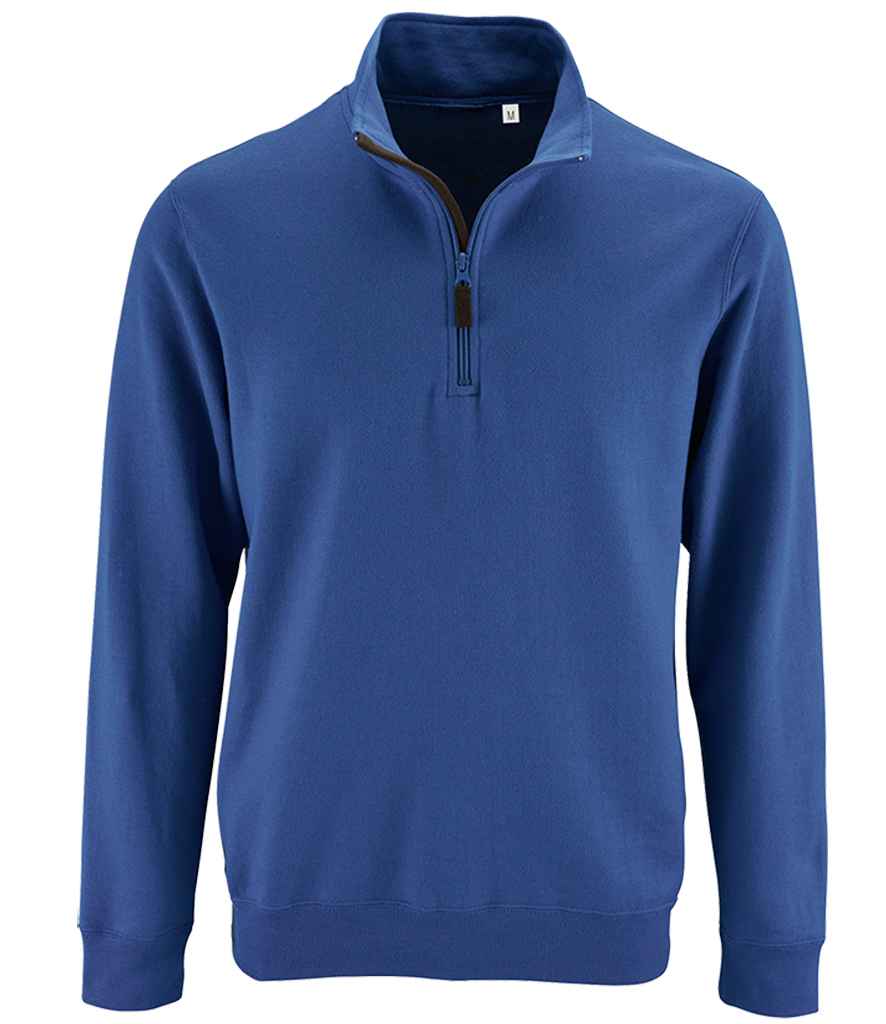 SOL'S Stan Contrast Zip Neck Sweatshirt | Royal Blue - Image 2