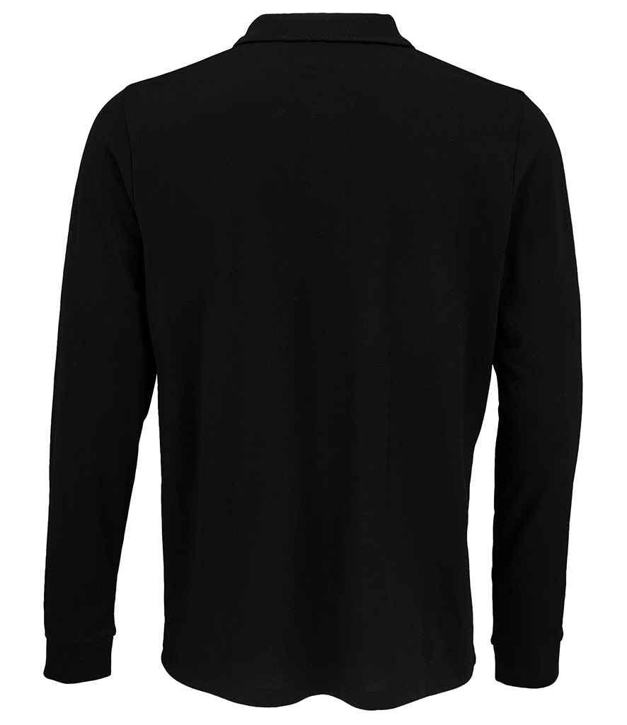 SOL'S Unisex Prime Long Sleeve Piqué Polo Shirt | Black - Image 2